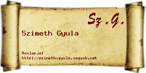 Szimeth Gyula névjegykártya